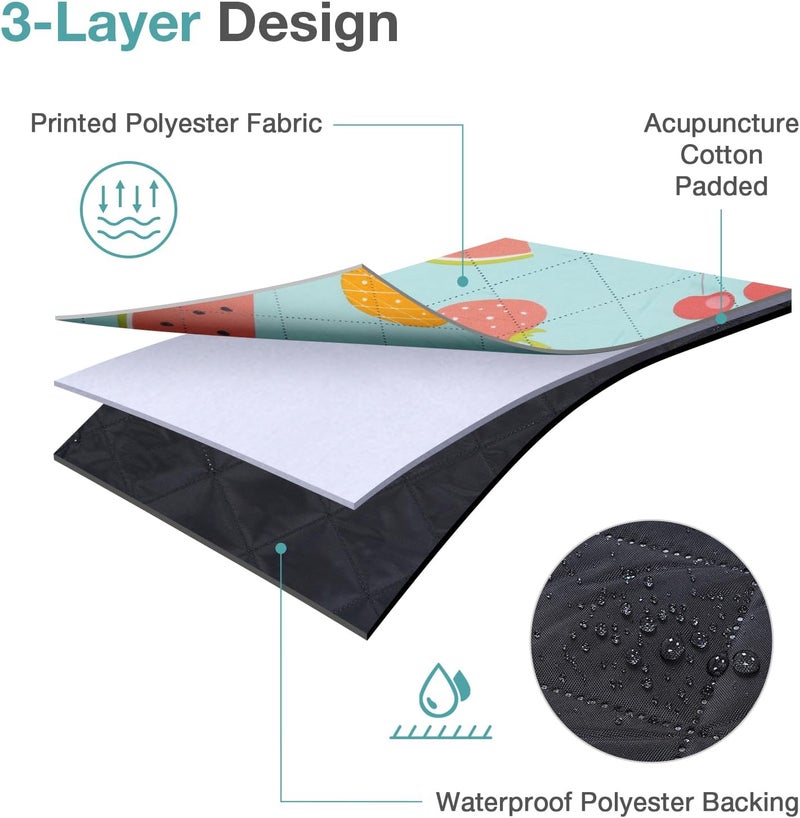 WILLOW WEAVE Picnic Blanket Extra Large 79" x 79", Washable Picnic Blankets, Camping Blanket with Portable Handle & Shoulder Strap - SummerFruits - Image 3